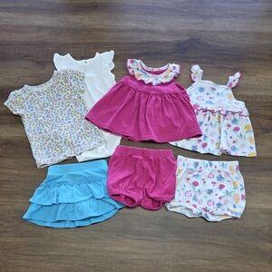 🌸Bundle of Spring/Summer Fruit & Flower Baby Girl Outfits SIZE: 12 Months🥭